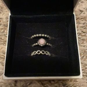 Pandora set of three rings size 7